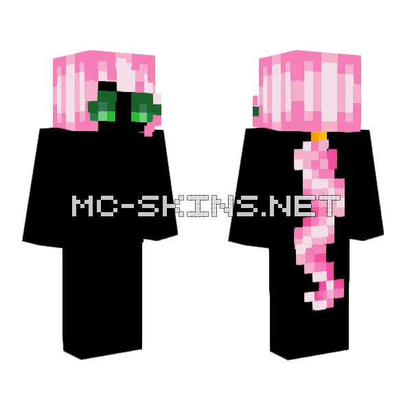 Pink Cat Girl Minecraft skin, front and back