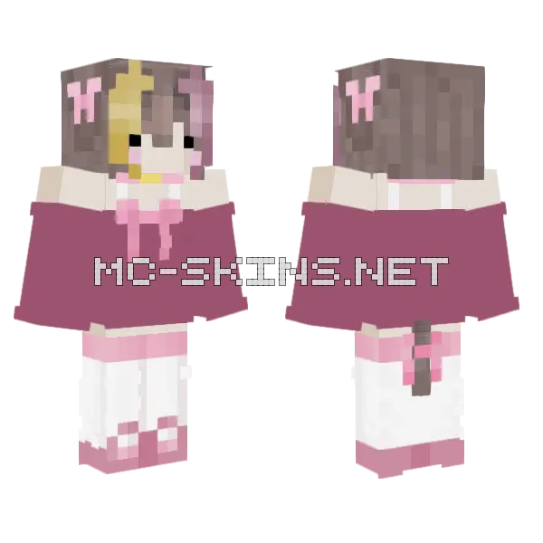 Pink Cat Girl Minecraft skin, front and back