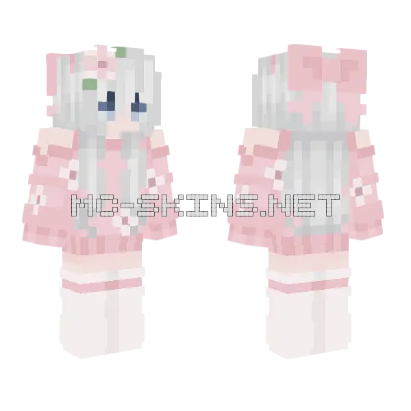 Pink Cat Girl Minecraft skin, front and back