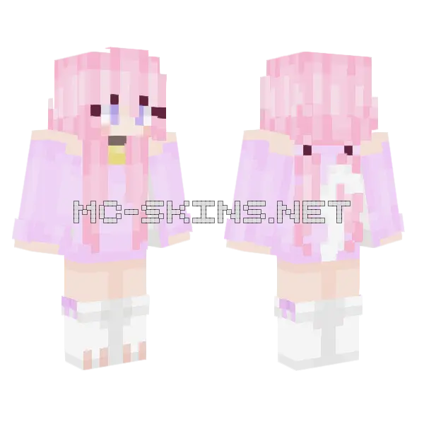 Pink Cat Girl Minecraft skin, front and back