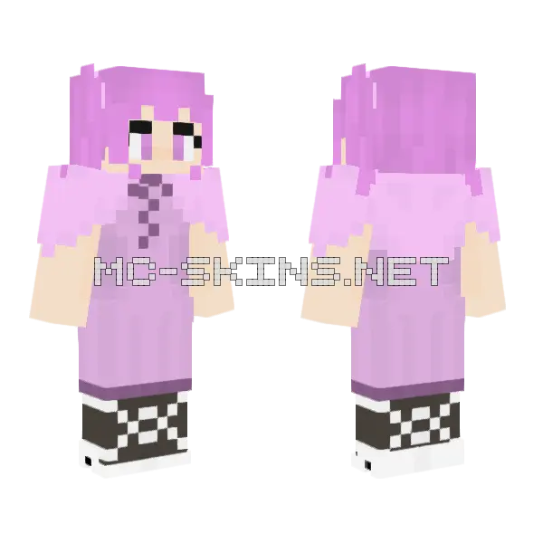 Pink Cat Girl Minecraft skin, front and back