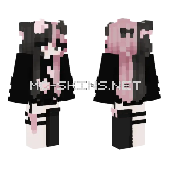 Pink Catgirl Minecraft skin, front and back