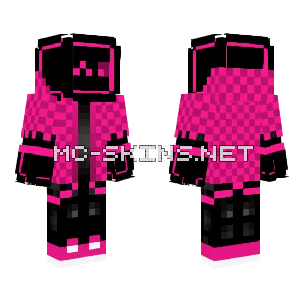Pink Checkered Outfit Minecraft skin, front and back
