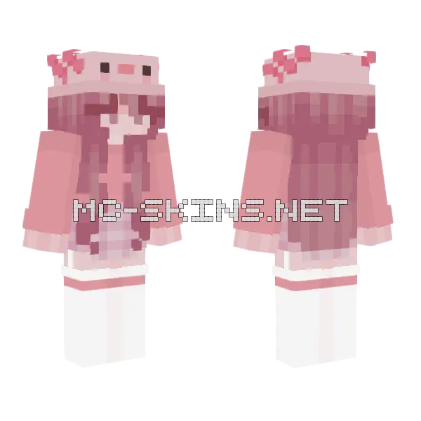 Pink Cherry Blossom Girl Minecraft skin, front and back