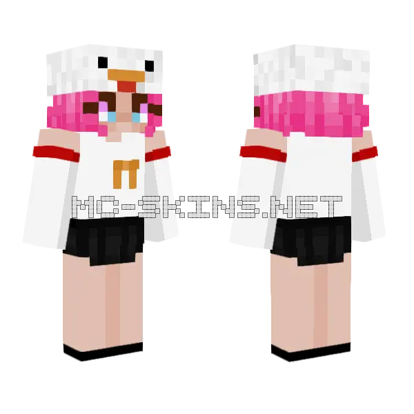 Pink Chicken Minecraft skin, front and back