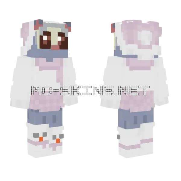 Pink Christmas For Potno0dle Minecraft skin, front and back
