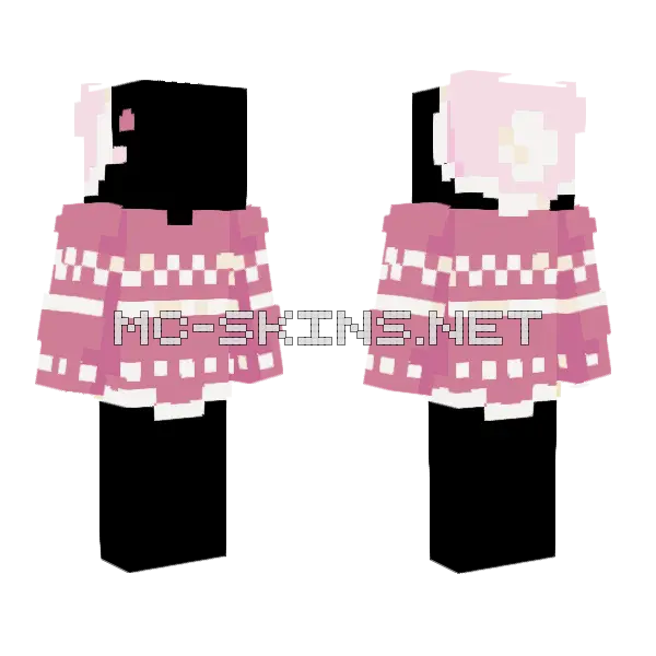 Pink Christmas Ob Minecraft skin, front and back