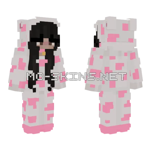 Pink Cow Pajamas Minecraft skin, front and back