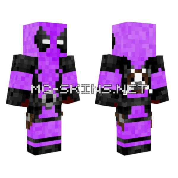 Pink Deadpool Minecraft skin, front and back