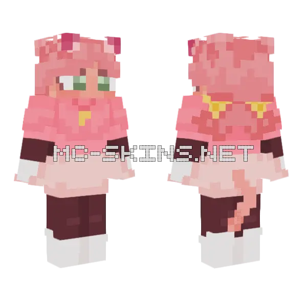 Pink Deltarune Minecraft skin, front and back
