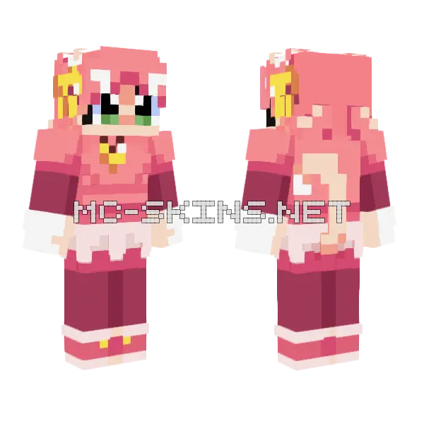 Pink Deltarune Minecraft skin, front and back