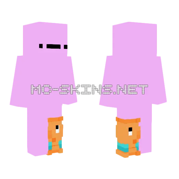 Pink Derpy Minecraft skin, front and back