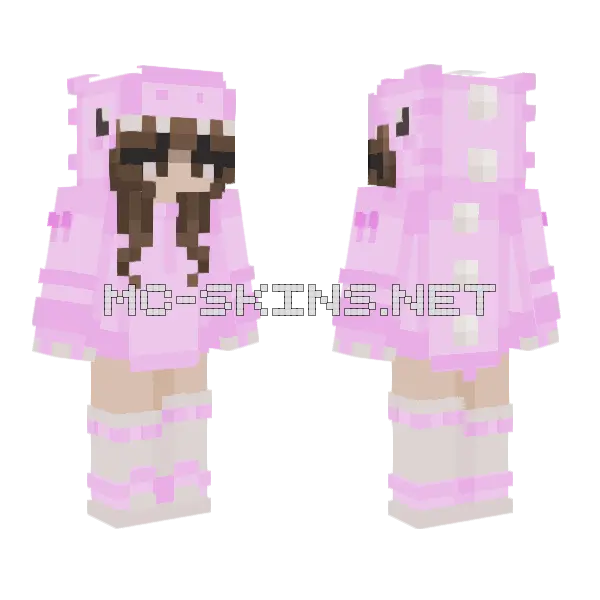 Pink Dino Girl Minecraft skin, front and back