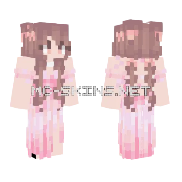 Pink Dress Girl Minecraft skin, front and back