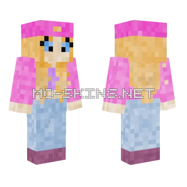 Pink Dress Girl Minecraft skin, front and back