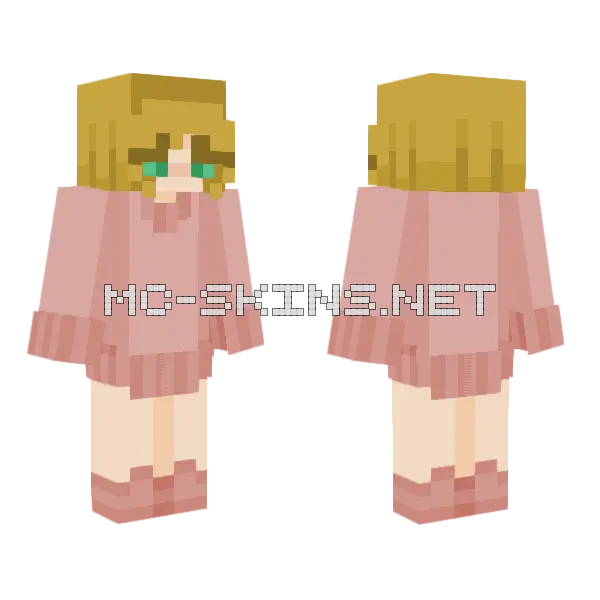 Pink Dress Girl Minecraft skin, front and back