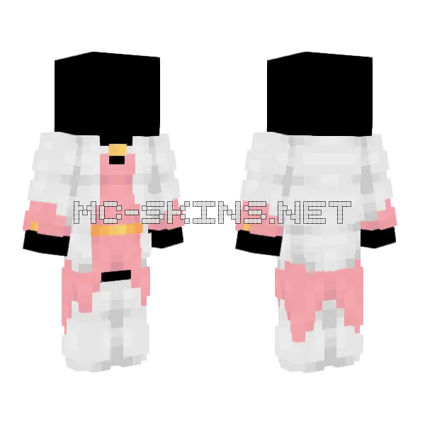 Pink Dress Gold White Coat Minecraft skin, front and back