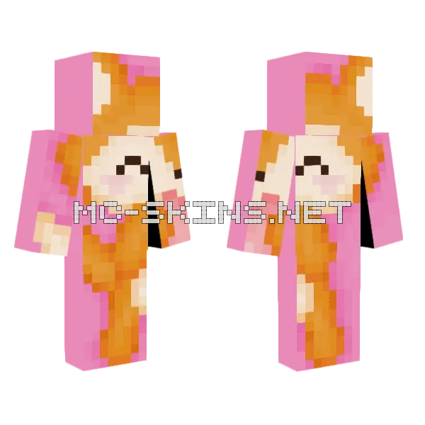 Pink Floof Animal Minecraft skin, front and back