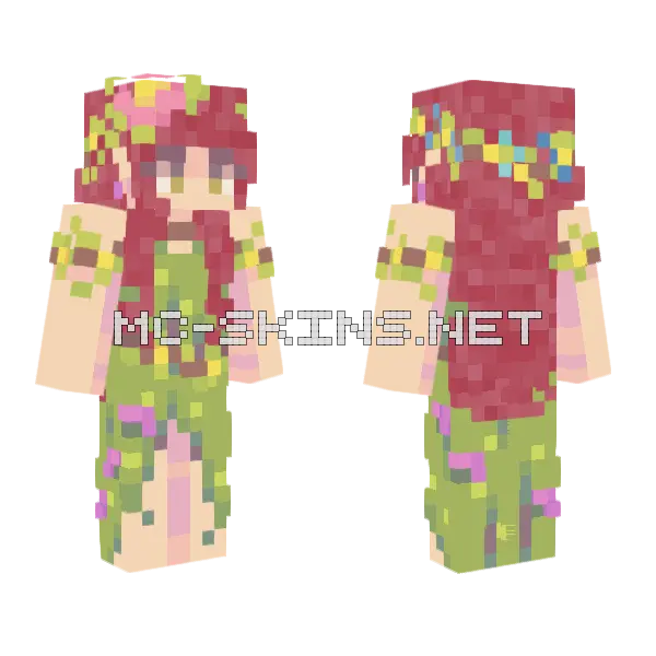 Pink Floral Dress Minecraft skin, front and back