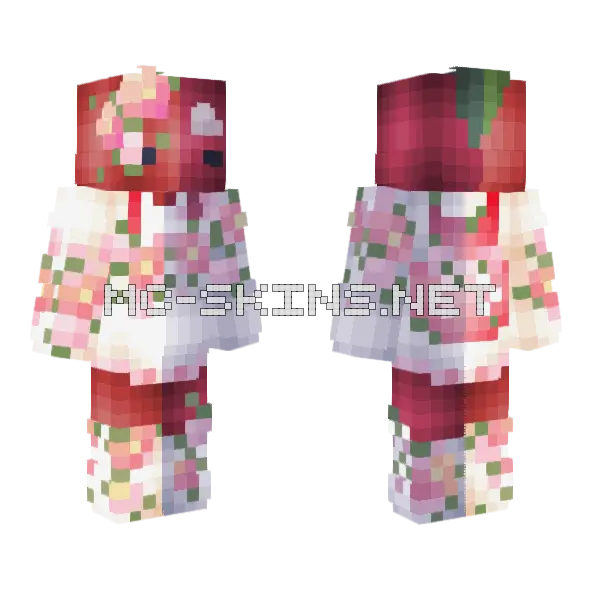 Pink Floral Wedding Cake Minecraft skin, front and back