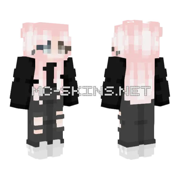 Pink Flow Minecraft skin, front and back