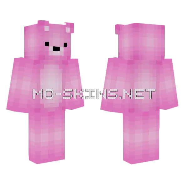 Pink Fluffy Bear, front and back