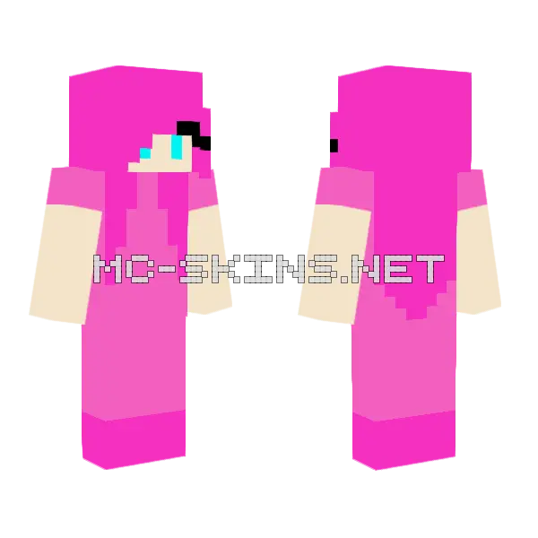 Pink Girl Minecraft skin, front and back