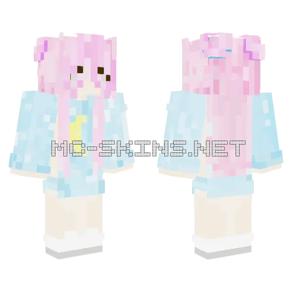 Pink Girl Minecraft skin, front and back