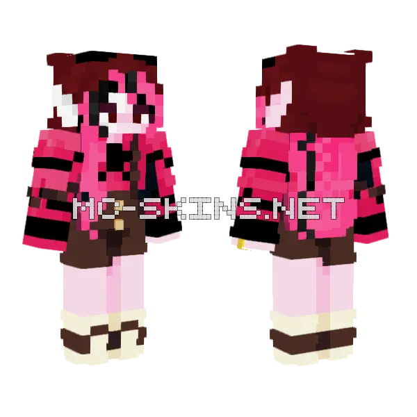 Pink Girl Minecraft skin, front and back
