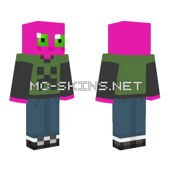 Pink Goop Creature, front and back