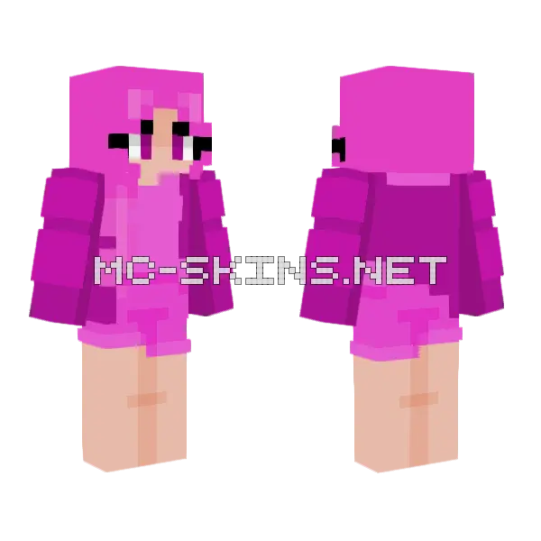 Pink Hair Girl Minecraft skin, front and back