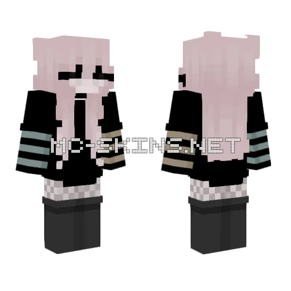 Pink Hair Girl Minecraft skin, front and back