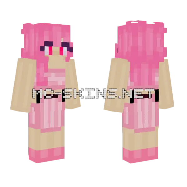 Pink Hair Girl Minecraft skin, front and back