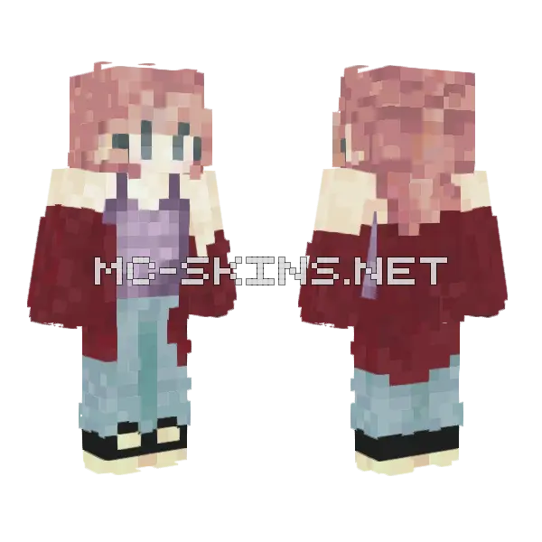 Pink Hair Girl Minecraft skin, front and back