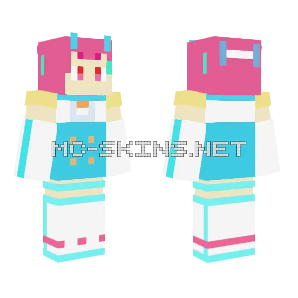 Pink Hair Girl Minecraft skin, front and back