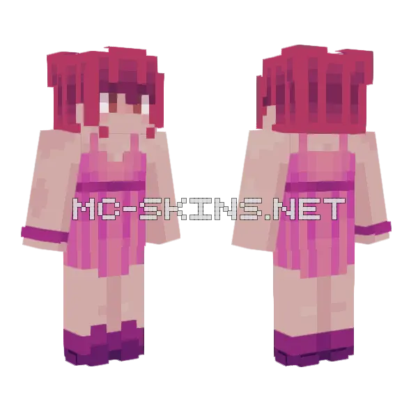 Pink Hair Girl Minecraft skin, front and back