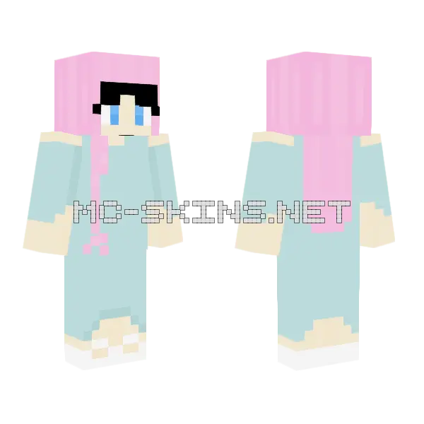 Pink Hair Girl Outfit Minecraft skin, front and back