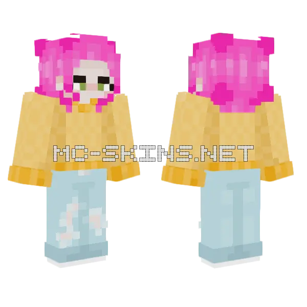 Pink Hair Girl Skin Minecraft skin, front and back