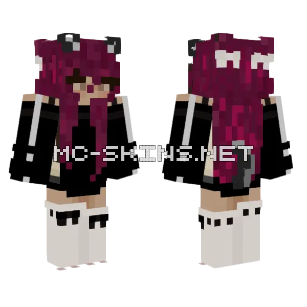 Pink Hair Puppy Girl Minecraft skin, front and back