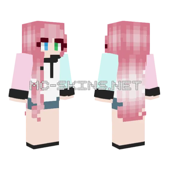 Pink Haired Girl Minecraft skin, front and back