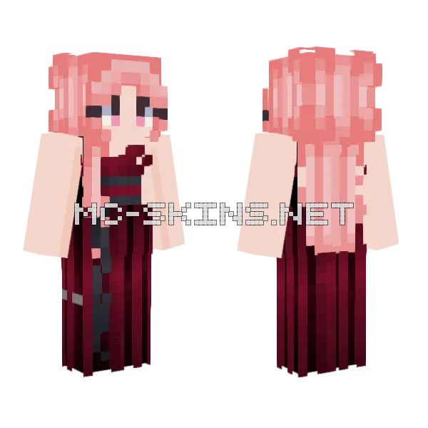 Pink Haired Girl Minecraft skin, front and back
