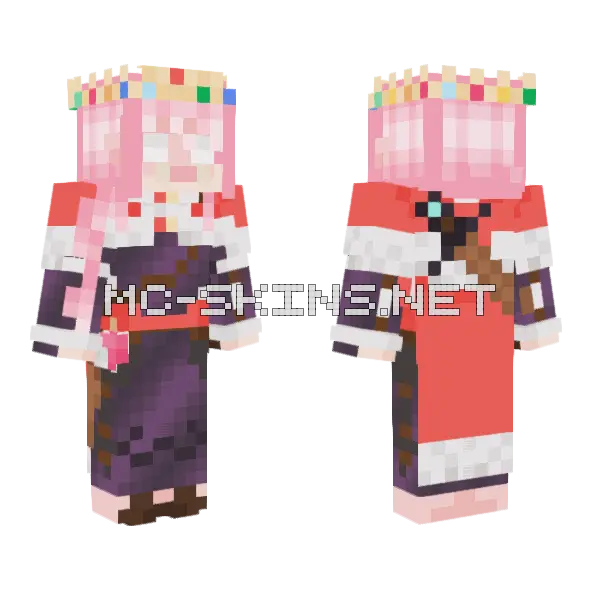 Pink Haired Girl Minecraft skin, front and back