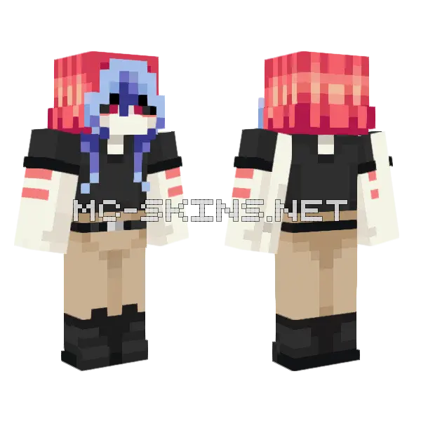 Pink Haired Girl Minecraft skin, front and back