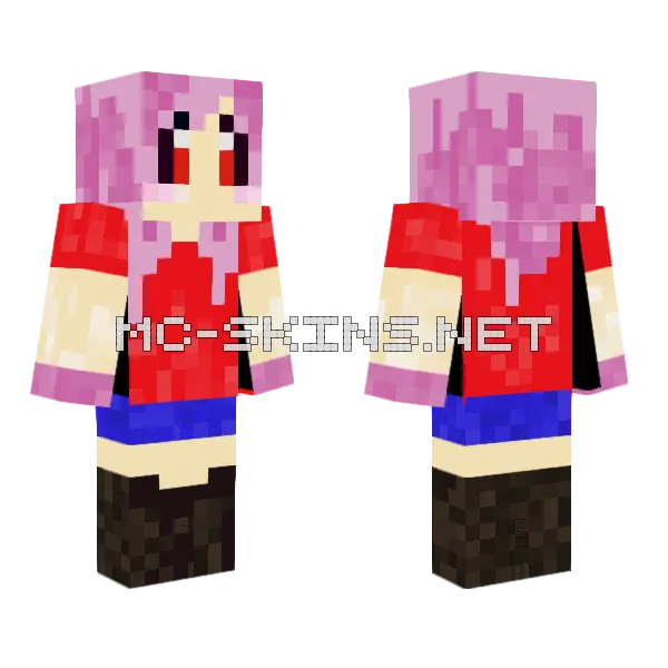 Pink Haired Girl Minecraft skin, front and back