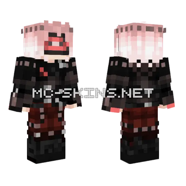 Pink Haired Girl Minecraft skin, front and back