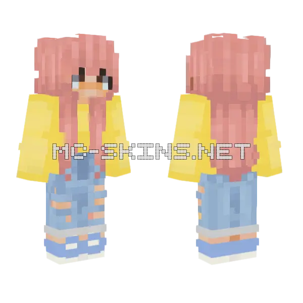 Pink Haired Girl Minecraft skin, front and back