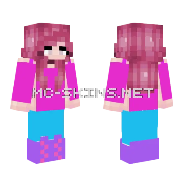 Pink Haired Girl Minecraft skin, front and back