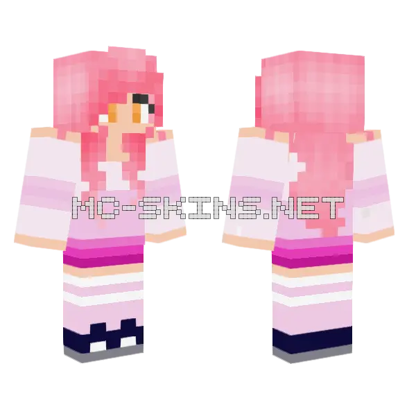 Pink Haired Girl Minecraft skin, front and back
