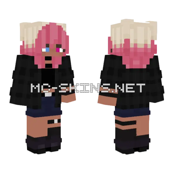 Pink Haired Girl Minecraft skin, front and back