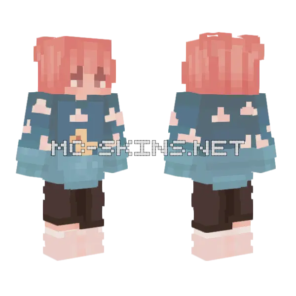 Pink Haired Girl Pajamas Minecraft skin, front and back